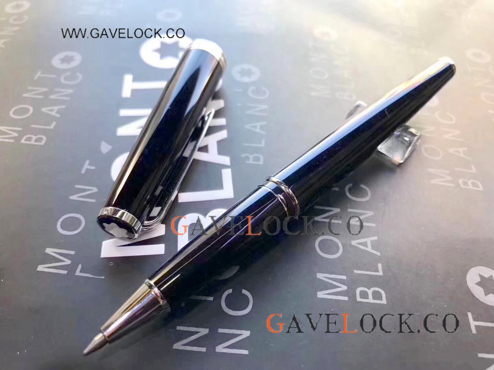 Best Monte blanc PIX Pen Black Resin Rollerball Pen With Silver Metal Trim